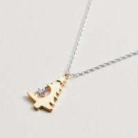 Stainless Steel Christmas Tree Charm Necklace | CZ Holiday Pendant