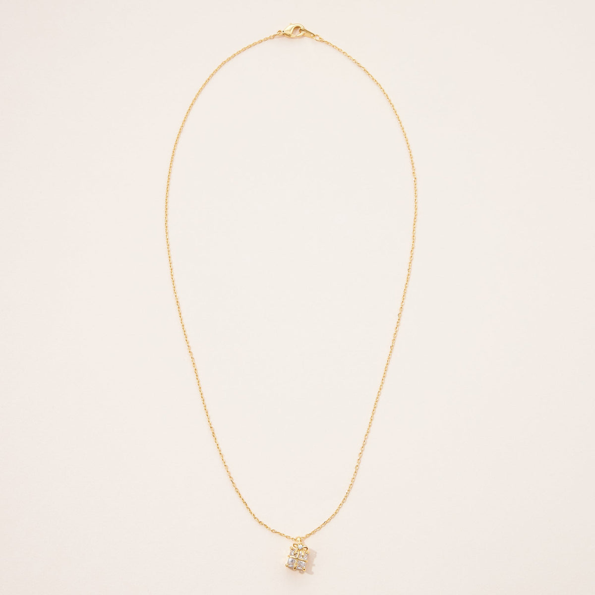 Gold Dipped Gift Box Pendant Necklace