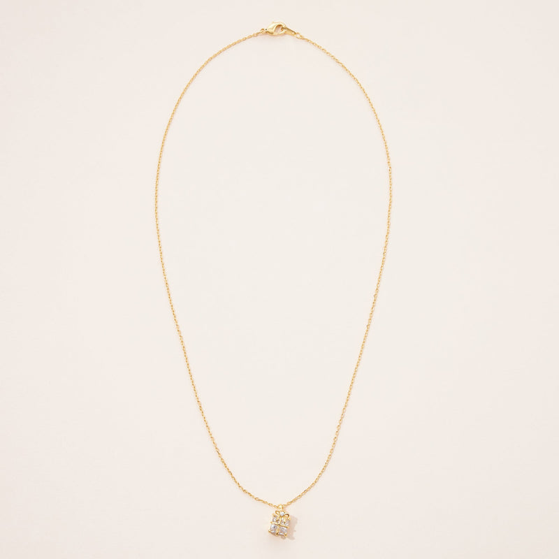 Gold Dipped Gift Box Pendant Necklace