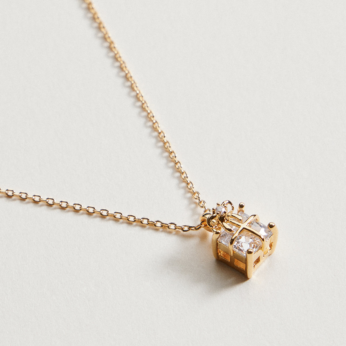 Gold Dipped Gift Box Pendant | Necklace
