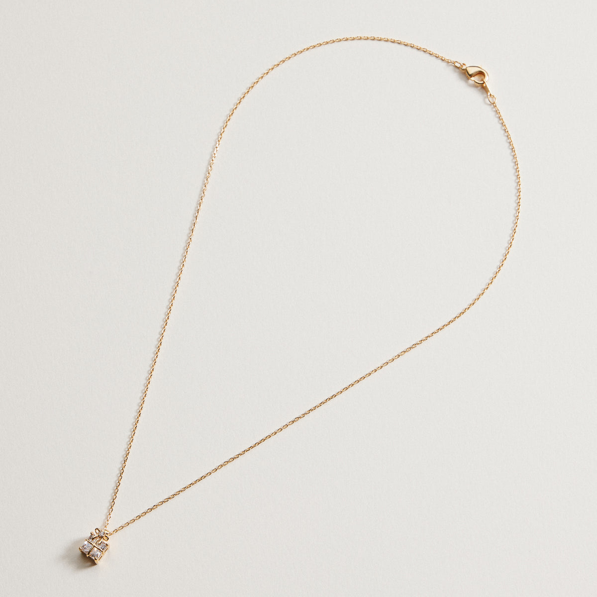 Gold Dipped Gift Box Pendant | Necklace