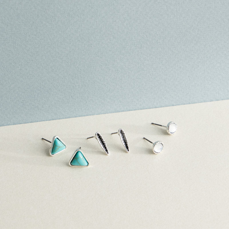 Western Style Post Earrings, Set of 3