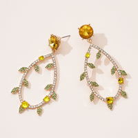 Vine Flower Pave Stone Post Earrings