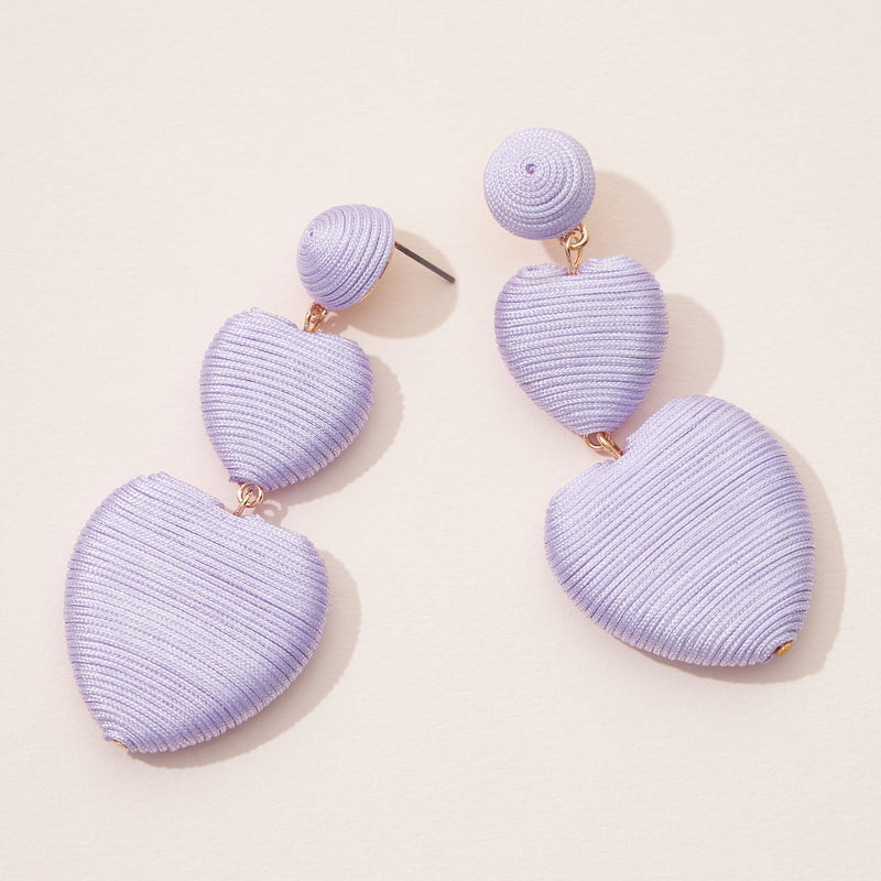 Handmade Thread Wrap Double Heart Earrings for Special Day like Valentine's