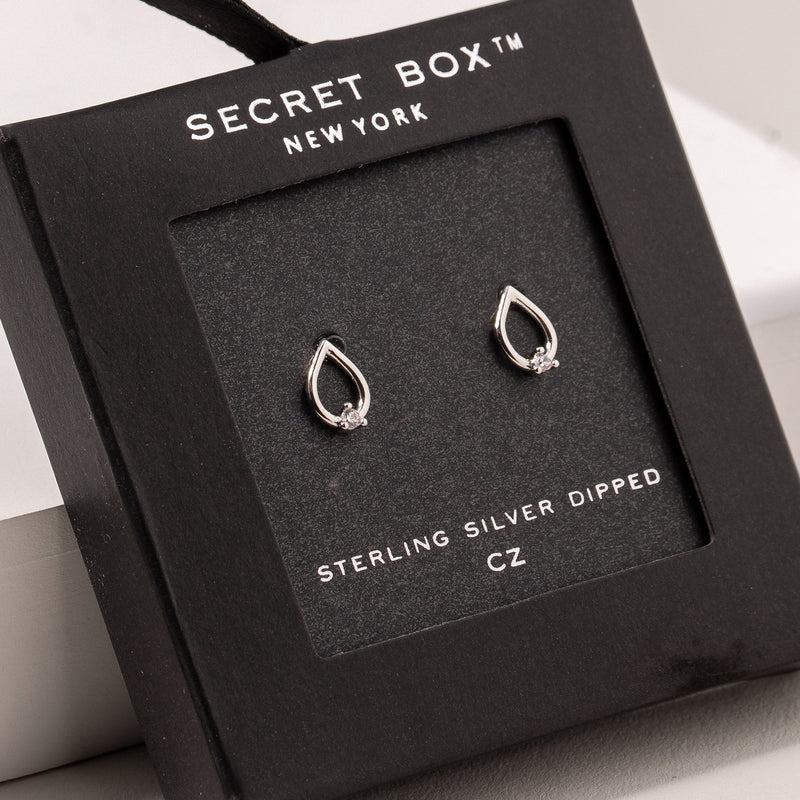 Tear Drop CZ Stud Earrings