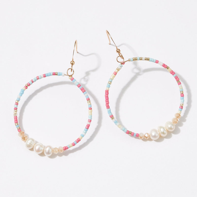 Seed Beads Earrings with Freshwater Pearl