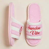 Sundae Vibe Ice Cream Embroidered Cozy Slide Slippers