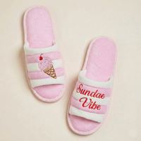 Sundae Vibe Ice Cream Embroidered Cozy Slide Slippers