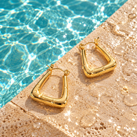 18K Gold Dipped Triangle Hoops | Stainless Steel Jewelry