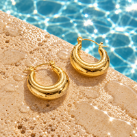 18K Gold Dipped Puffy Hoops | Stainless Steel Jewelry