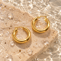 18K Gold Dipped Round Hoops | Stainless Steel Jewelry