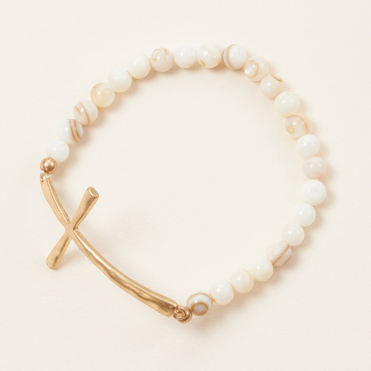 Cross charm Stone beaded bracelet