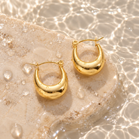 Stainless Steel Jewelry | Sculptural Teardrop Hoop Earrings