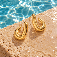 18K Gold Dipped Curved Hoops | Stainless Steel Jewelry