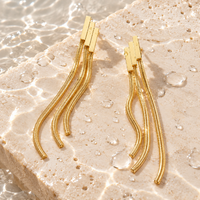 18K Gold Dipped Triple Tassel Earrings | Stainless Steel Jewelry