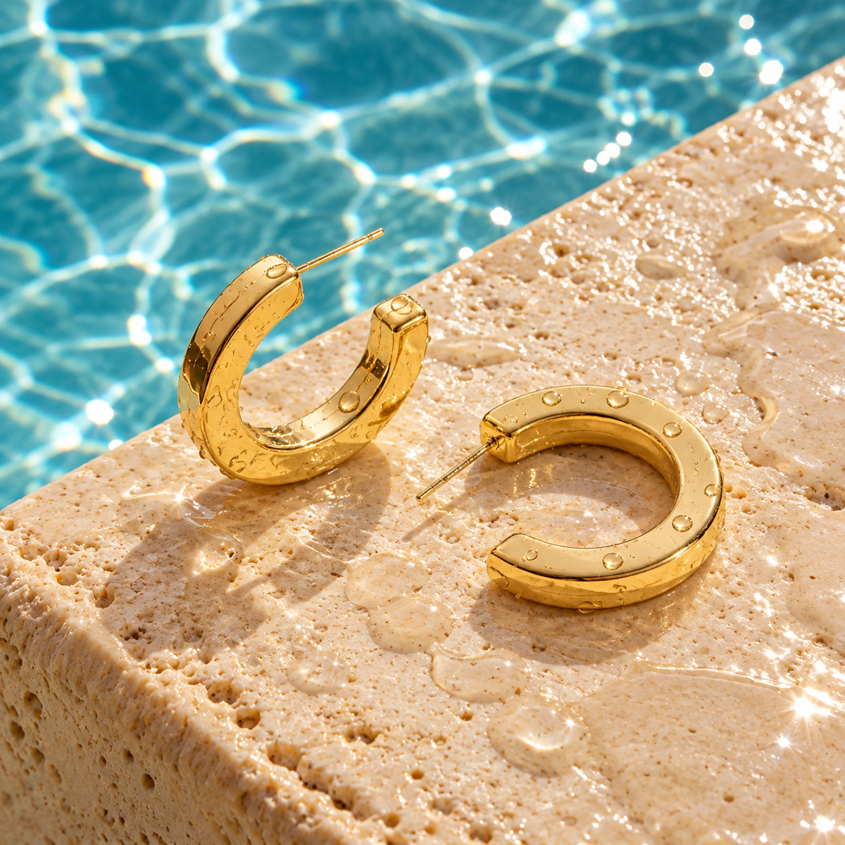 18K Gold Dipped Flat Hoops | Stainless Steel Jewelry