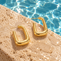 18K Gold Dipped Long U Hoops | Stainless Steel Jewelry