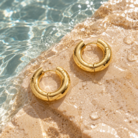 18K Gold Dipped Classic Huggies | Stainless Steel Jewelry