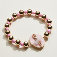 Kids Ballerina Charm Beaded Stretch Bracelet
