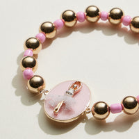 Kids Ballerina Charm Beaded Stretch Bracelet
