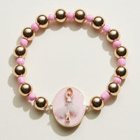 Kids Ballerina Charm Beaded Stretch Bracelet
