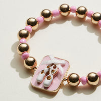 Kids Ballet Shoes Charm Beaded Stretch Bracelet
