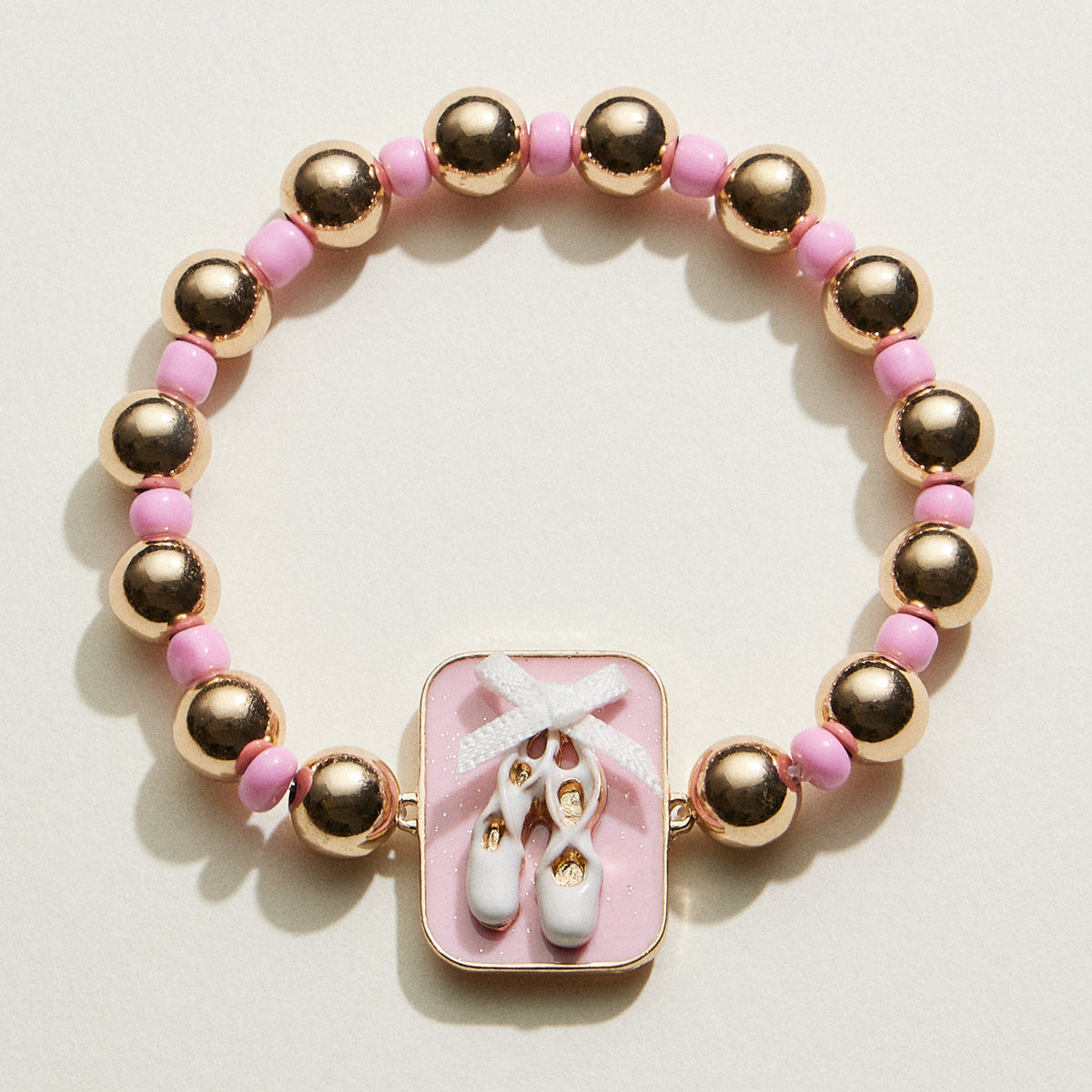 Kids Ballet Shoes Charm Beaded Stretch Bracelet