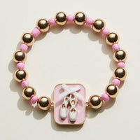 Kids Ballet Shoes Charm Beaded Stretch Bracelet