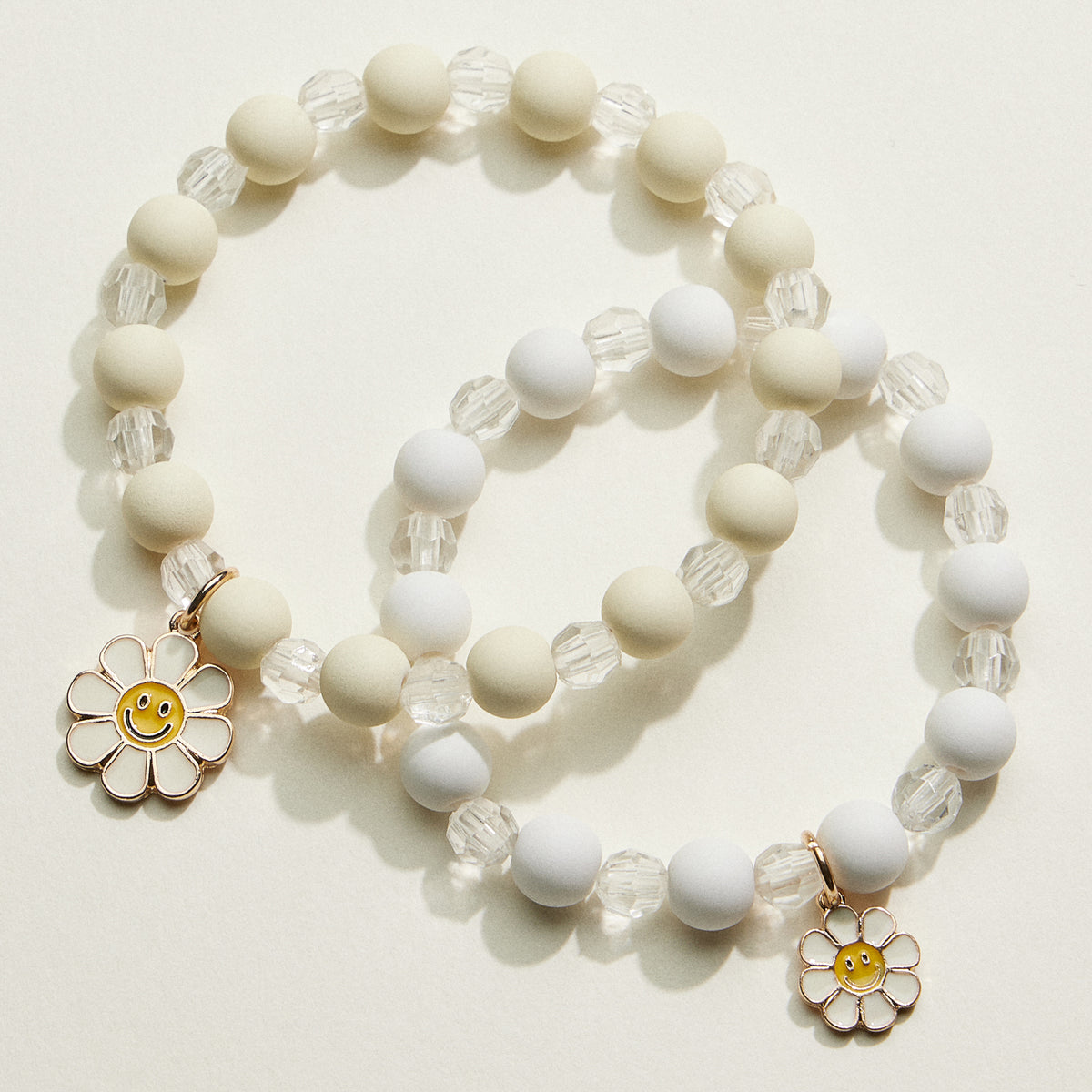 Acrylic Beaded Smiley Daisy Kids Bracelet Set | Kids Beaded Jewelry
