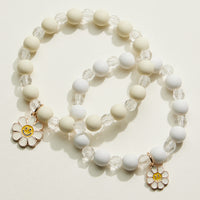 Acrylic Beaded Smiley Daisy Kids Bracelet Set | Kids Beaded Jewelry
