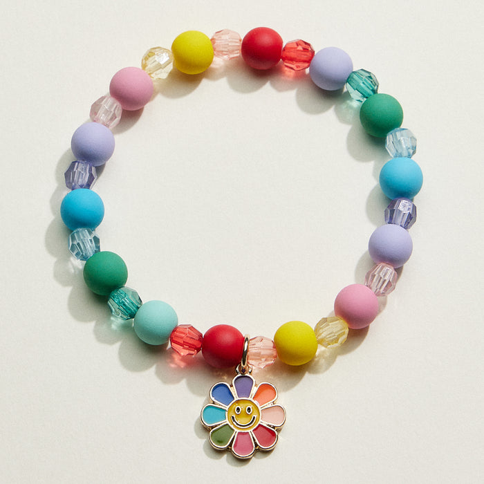Acrylic Beaded Smiley Daisy Kids Bracelet Set | Kids Beaded Jewelry