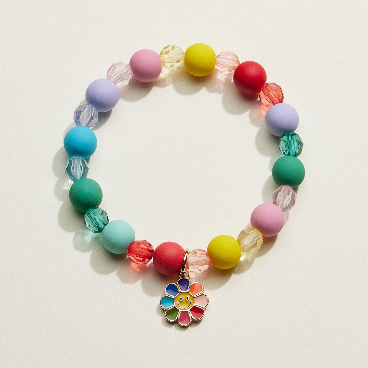 Acrylic Beaded Smiley Daisy Kids Bracelet Set | Kids Beaded Jewelry