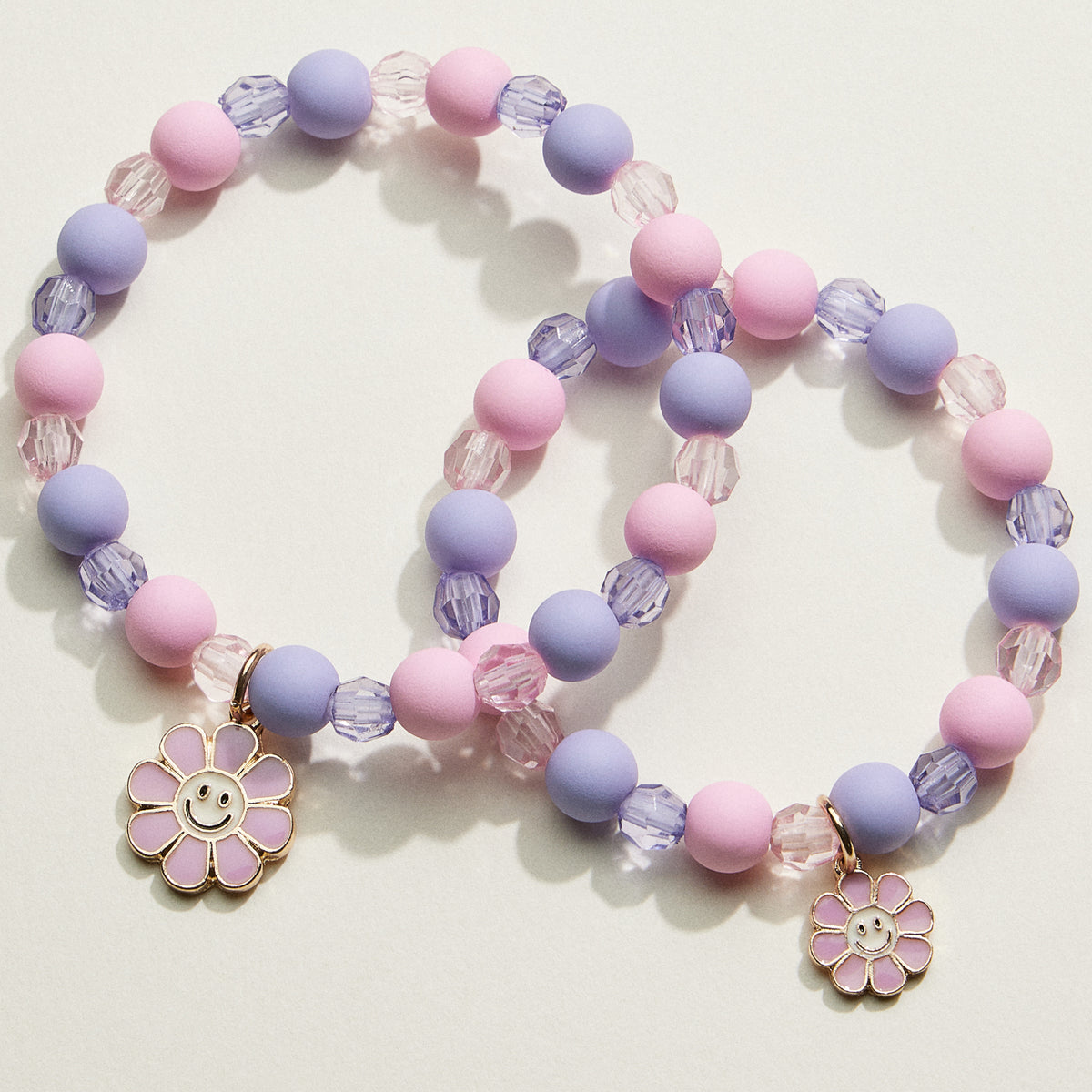 Acrylic Beaded Smiley Daisy Kids Bracelet Set | Kids Beaded Jewelry