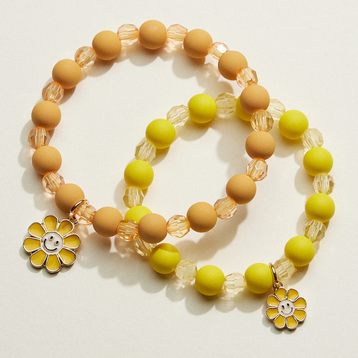 Acrylic Beaded Smiley Daisy Kids Bracelet Set | Kids Beaded Jewelry
