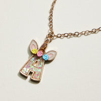 Kids Unicorn Initial Necklace | Personalized Letter Charm Necklace