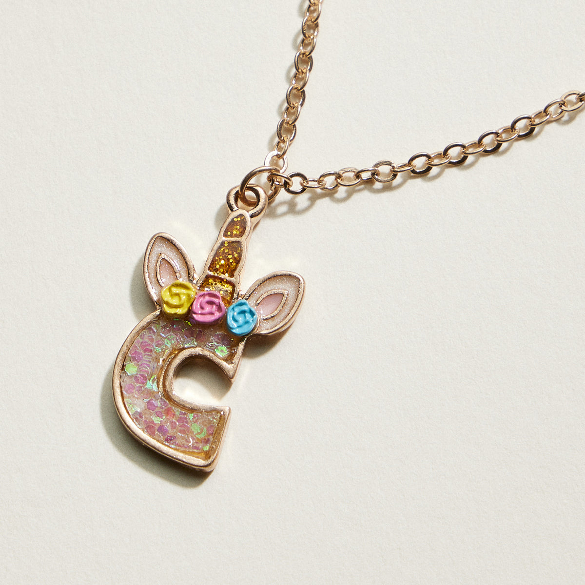 Kids Unicorn Initial Necklace | Personalized Letter Charm Necklace