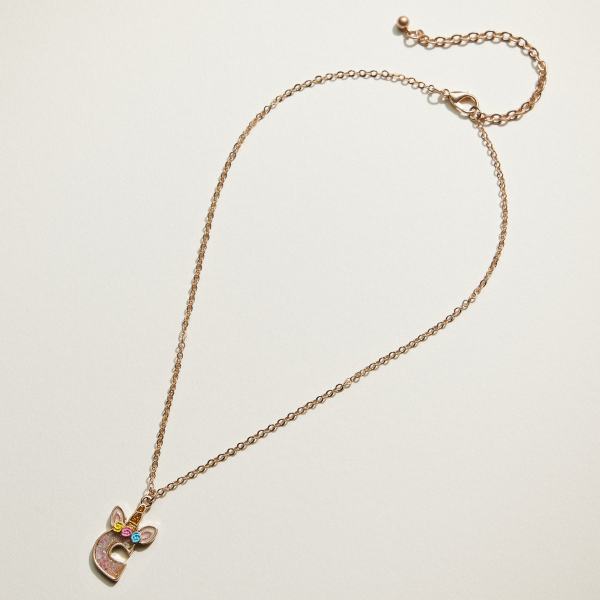 Kids Unicorn Initial Necklace | Personalized Letter Charm Necklace