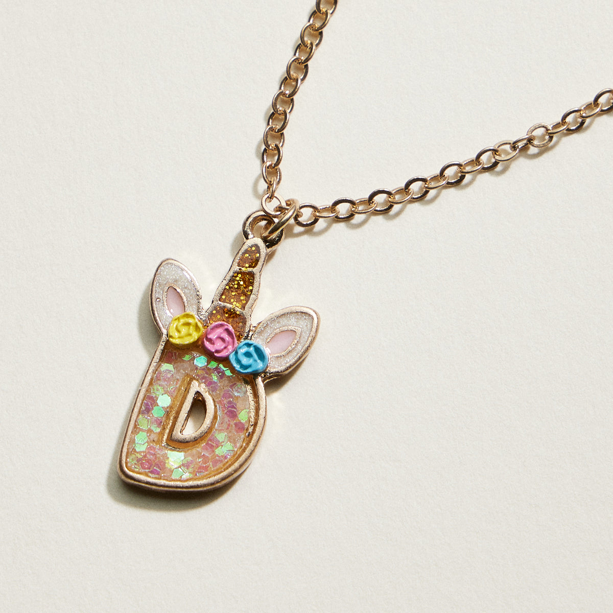 Kids Unicorn Initial Necklace | Personalized Letter Charm Necklace