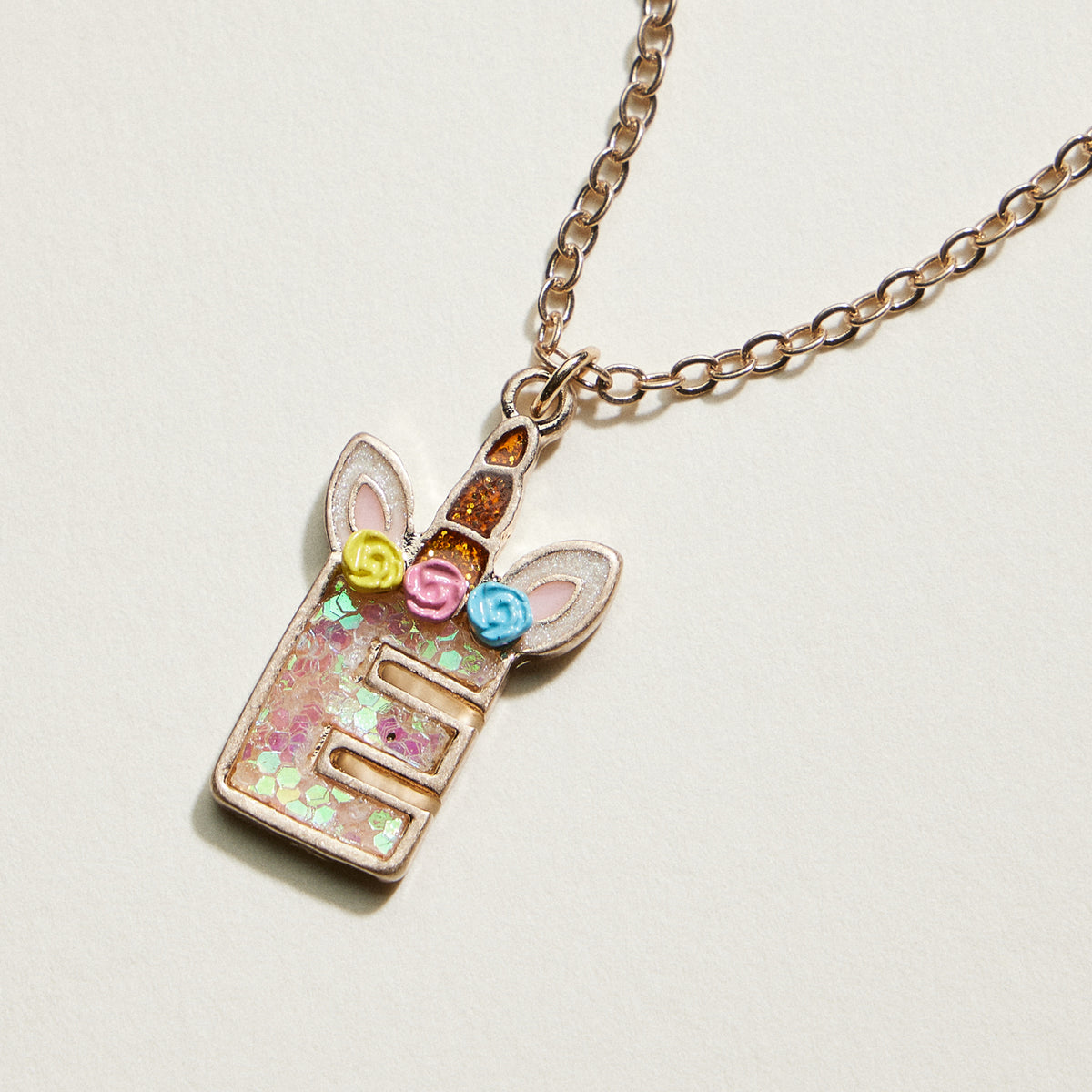 Kids Unicorn Initial Necklace | Personalized Letter Charm Necklace