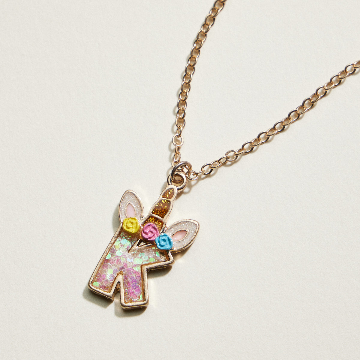 Kids Unicorn Initial Necklace | Personalized Letter Charm Necklace