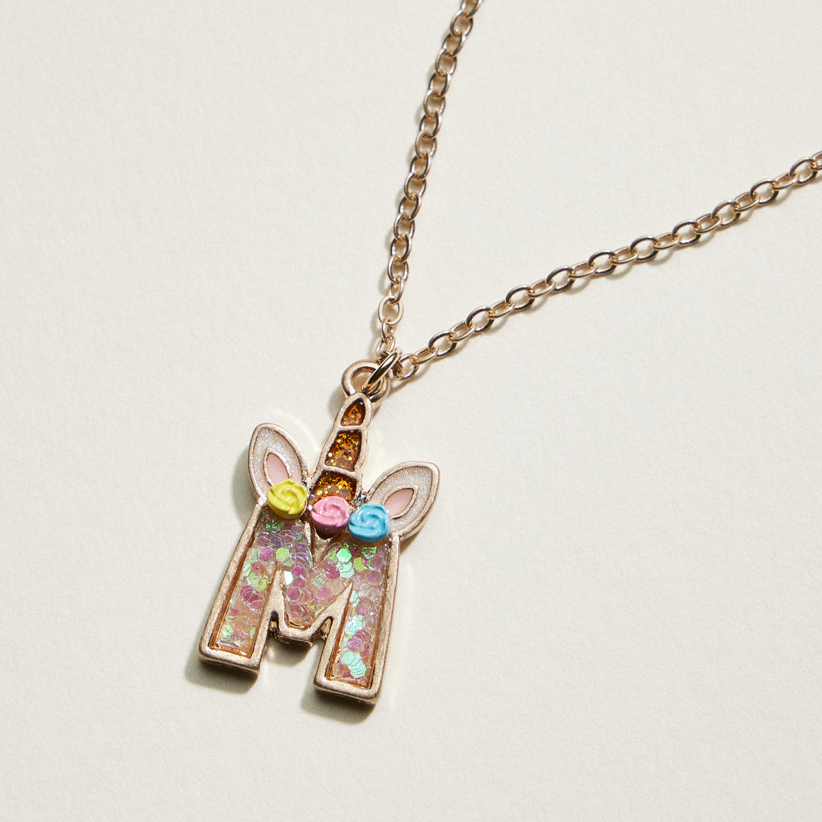 Kids Unicorn Initial Necklace | Personalized Letter Charm Necklace