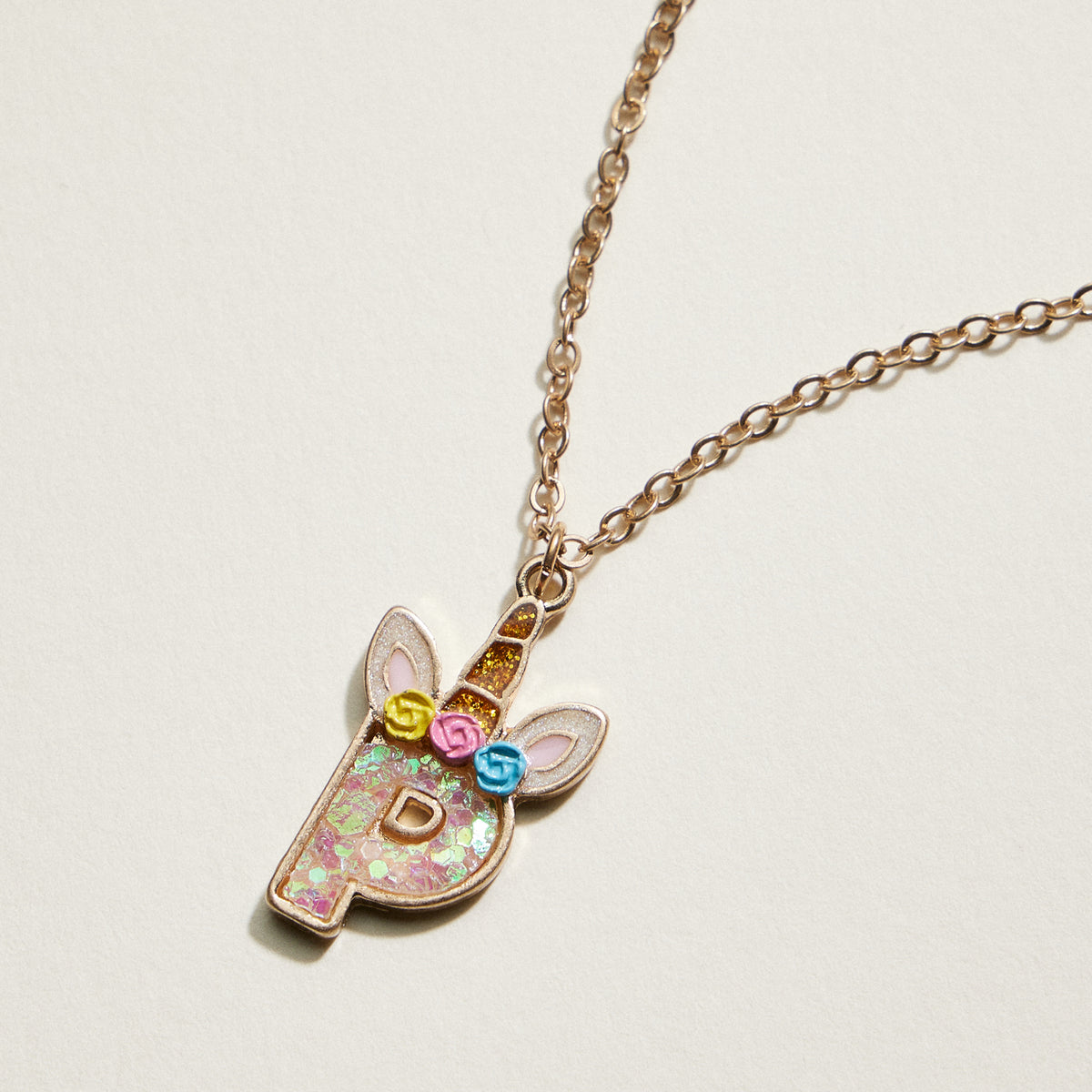 Kids Unicorn Initial Necklace | Personalized Letter Charm Necklace