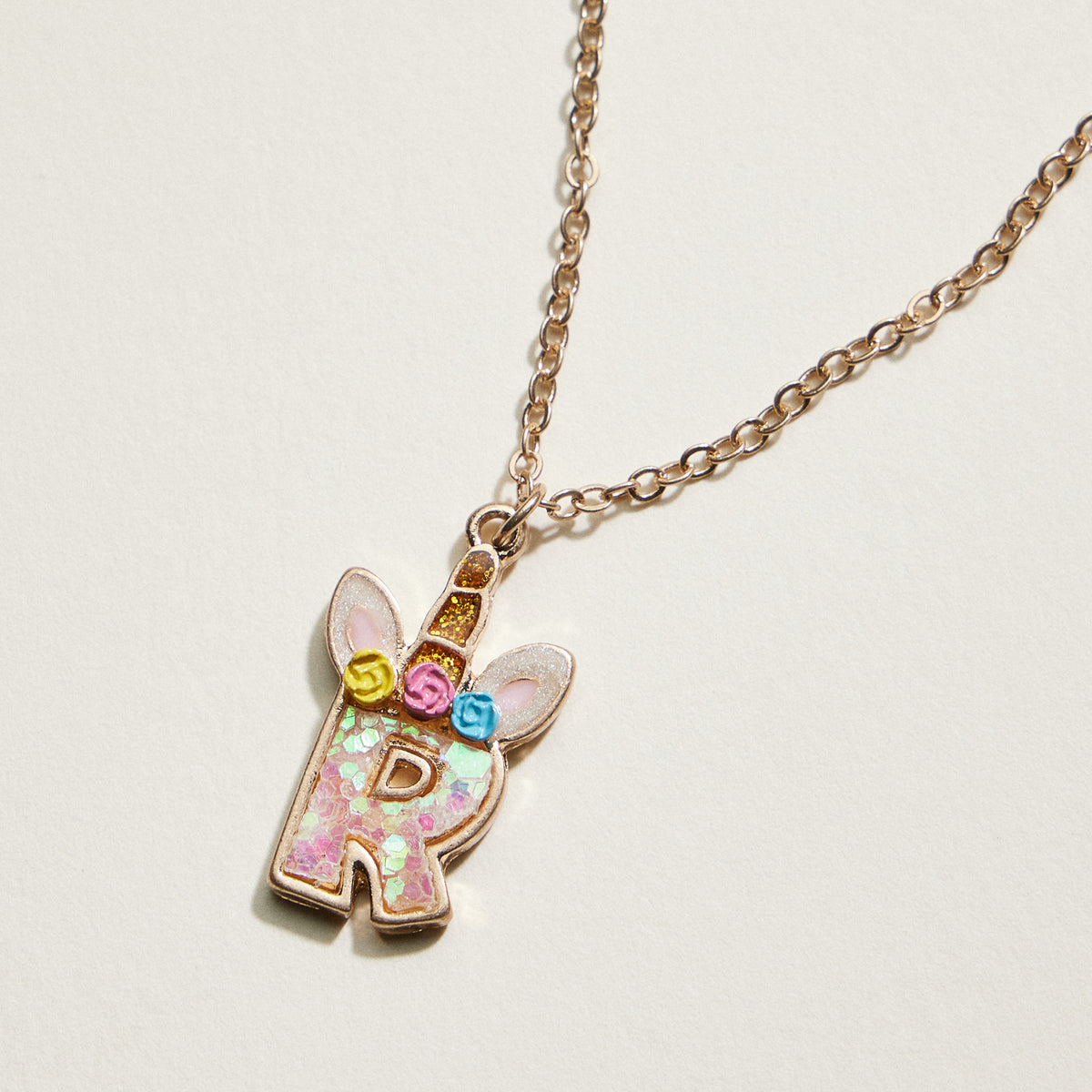 Kids Unicorn Initial Necklace | Personalized Letter Charm Necklace