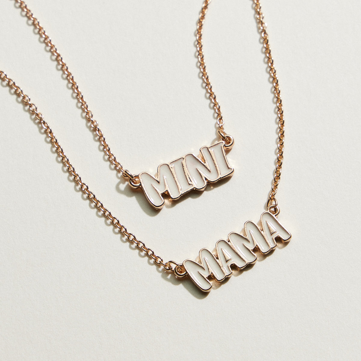 Enamel MAMA and MINI Word Necklace | Mama Mini Jewelry