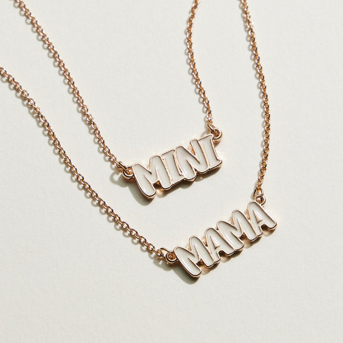 Enamel MAMA and MINI Word Necklace | Mama Mini Jewelry