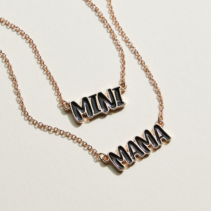 Enamel MAMA and MINI Word Necklace | Mama Mini Jewelry