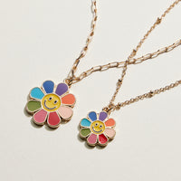 Enamel Smiley Daisy Mom & Child Necklace Set | Mama Mimi Jewelry 