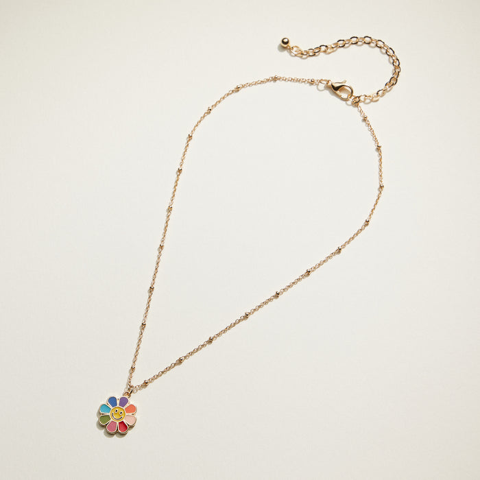 Enamel Smiley Daisy Mom & Child Necklace Set | Mama Mini Jewelry