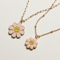 Enamel Smiley Daisy Mom & Child Necklace Set | Mama Mini Jewelry