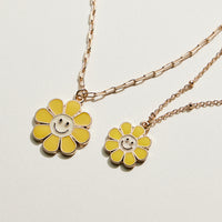 Enamel Smiley Daisy Mom & Child Necklace Set | Mama Mini Jewelry
